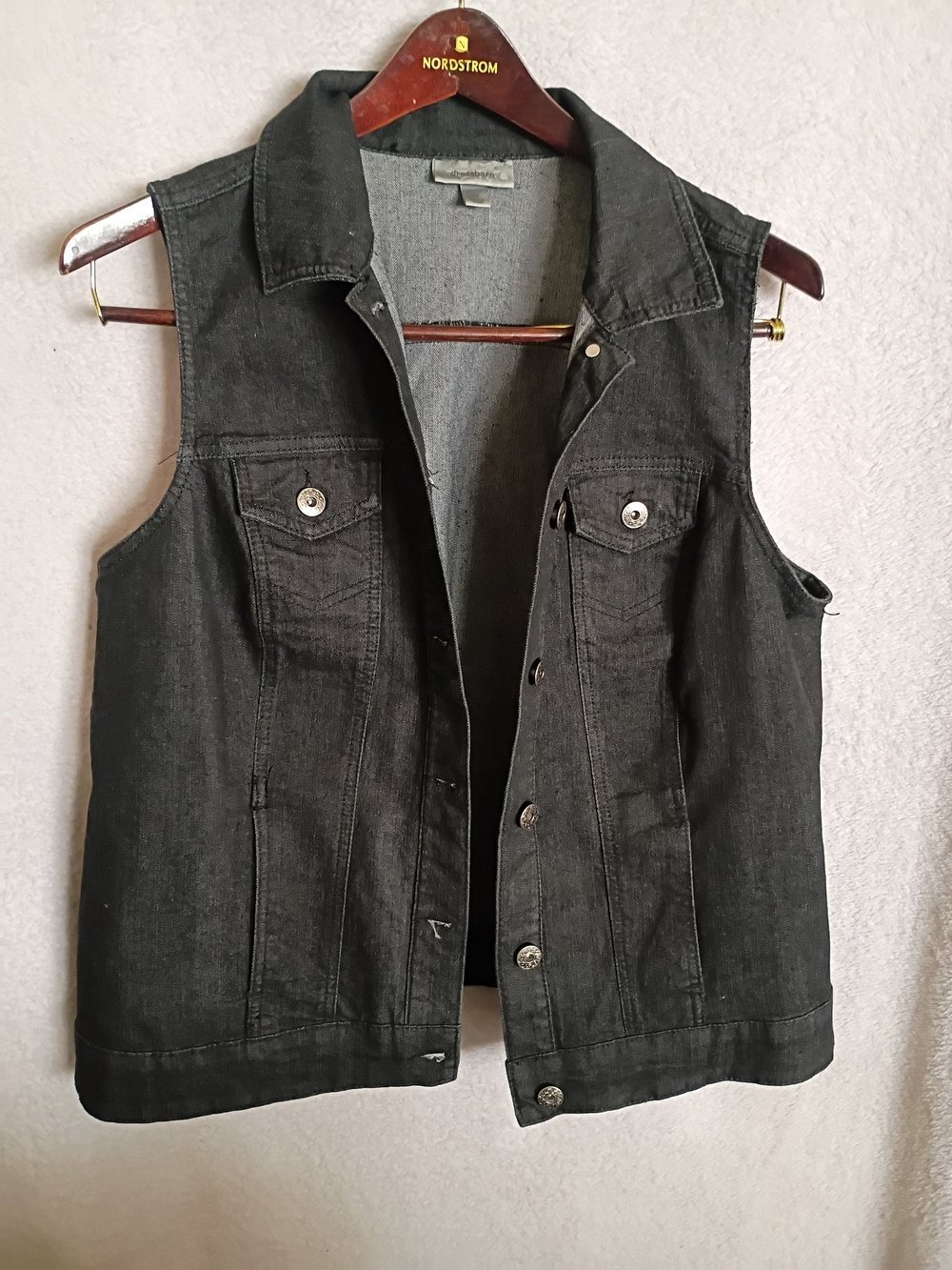 dressbarn Women's Black Denim Vest
